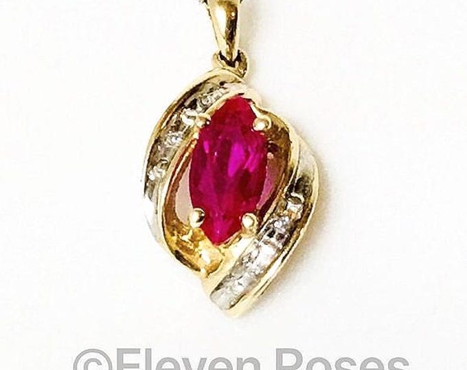 10k Gold Ruby & Diamond Pendant