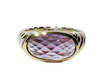 Vintage Yurman Lavender Amethyst Ring Two Tone 925 Sterling Silver & 750 18k Yellow Gold