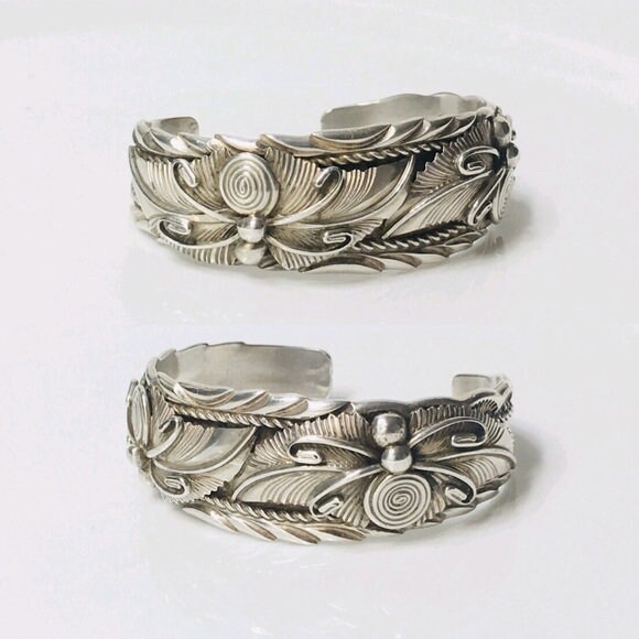 Lee Chee Navajo Cuff Bracelet 925 Sterling Silver Free US