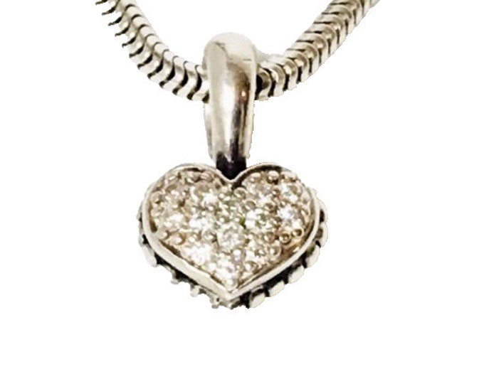 Preowned Lagos Caviar Reversible Diamond Heart Pendant Necklace 925 Sterling Silver 750 18k Gold