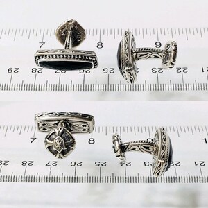 Boutons De Manchette Scott Kay En Argent Sterling Avec Saphir Noir - Neuf Sans Emballage D'origine