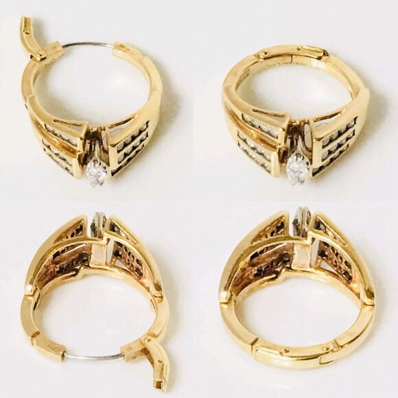 Custom 14k Gold Diamond Cocktail Ring Hinged Shank Adjustable Fit Free