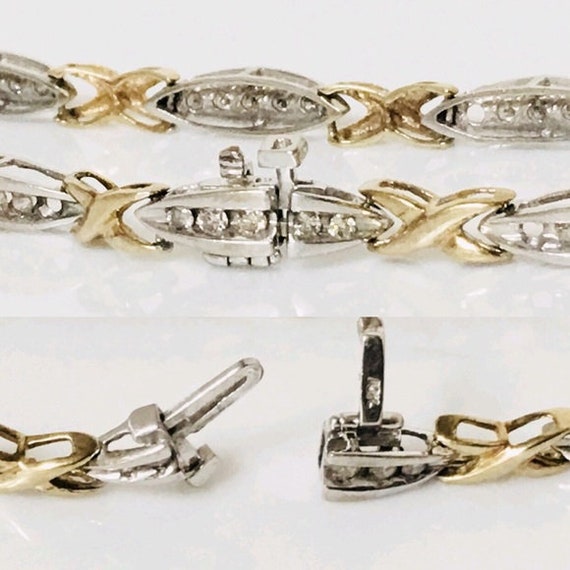 10k Gold Diamond X Station Tennis Bracelet Free U… - image 4