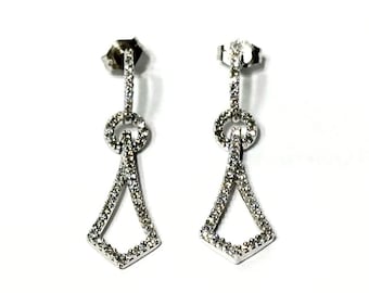 14k Gold Diamond Dangle Drop Earrings