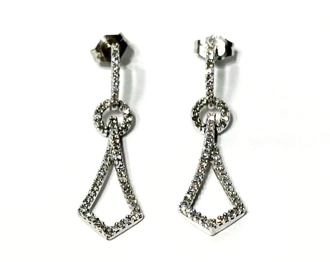 14k Gold Diamond Dangle Drop Earrings
