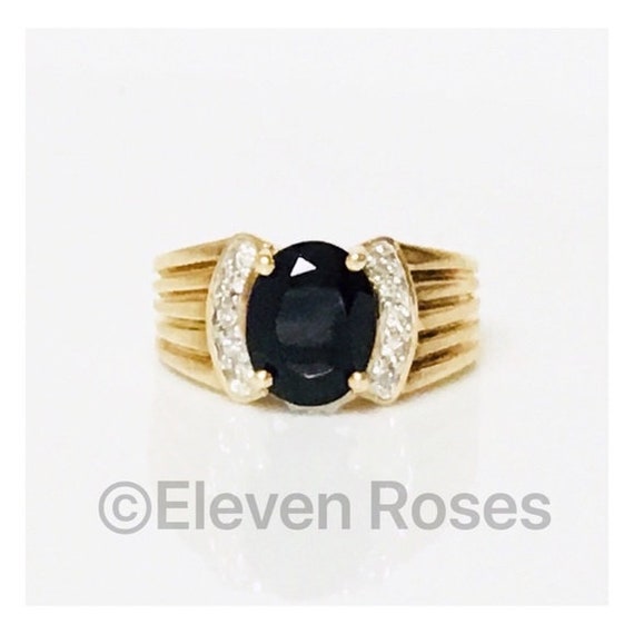10k Gold Black Onyx Diamond Ring Free Us Shipping Etsy