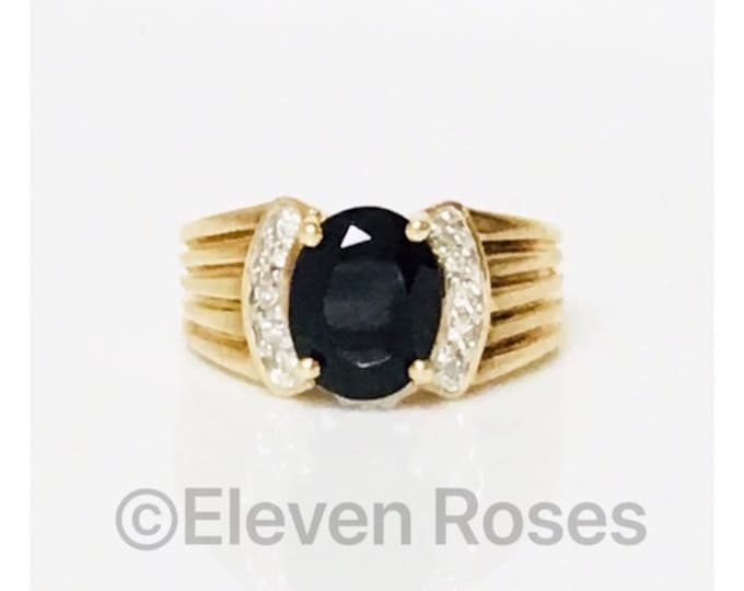 10k Gold Black Onyx & Diamond Ring Free US Shipping