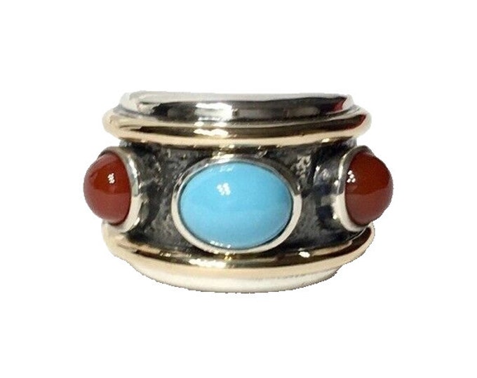 Yurman Turquoise Renaissance Three Stone Statement Ring