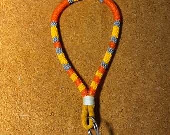 Every child matters- NATIVE BEADED keychain - Light orange, orange, grey