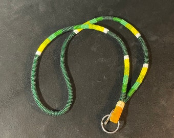 Green - NATIVE BEADED LANYARD - Gift Idea, Elegant, Key holder