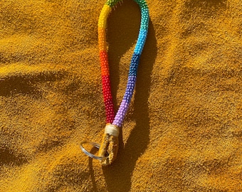 Prism- NATIVE BEADED KEYCHAIN - red, orange, yellow, green, blue, purple, teal