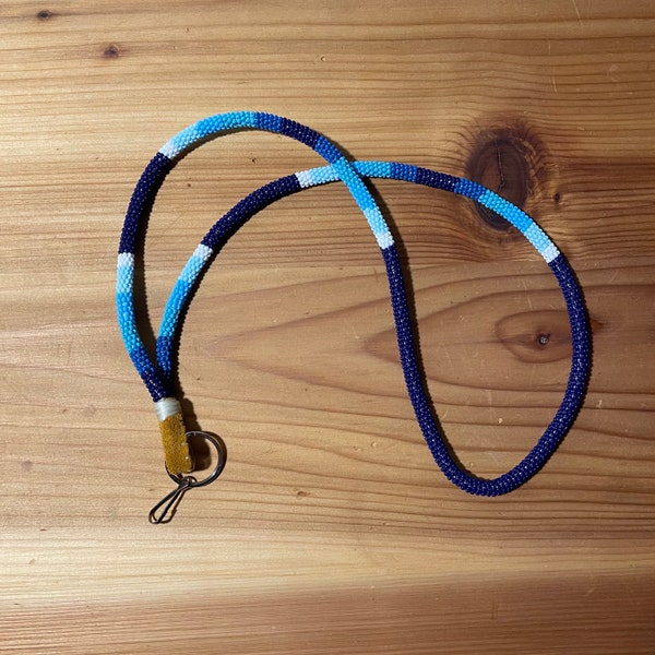 Blue - NATIVE BEADED LANYARD - Dark navy blue, blue, turquoise, light blue, baby blue