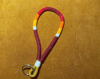 Red - NATIVE BEADED KEYCHAIN - Gift Idea, Elegant, Key holder, Wrist Keychain