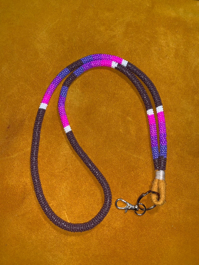 Purple NATIVE BEADED LANYARD Gift Idea Elegant Key Etsy