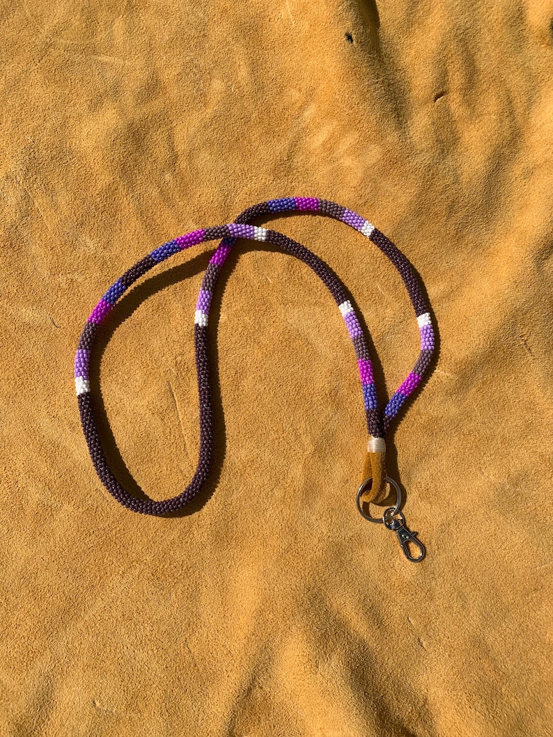 Purple NATIVE BEADED LANYARD Gift Idea Elegant Key Etsy