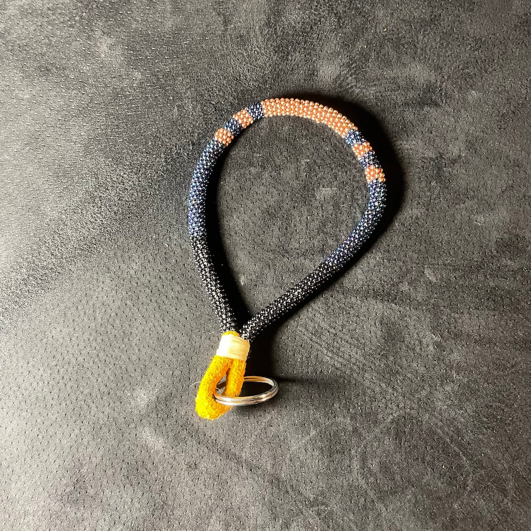 Copper & Abalone - NATIVE BEADED KEYCHAIN - Copper, Navy - Etsy