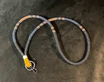 Copper & Abalone - NATIVE BEADED LANYARD - Copper, navy