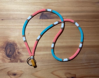 Unicorn - NATIVE BEADED LANYARD - Turquoise, pink, gold, white