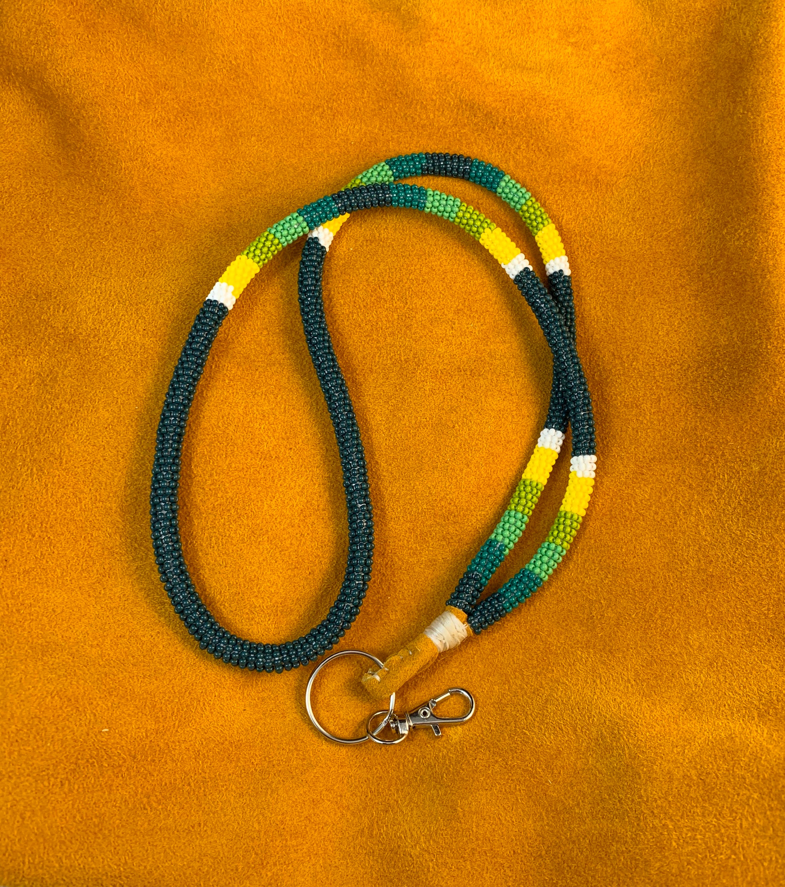 Green NATIVE BEADED LANYARD Gift Idea Elegant Key holder Etsy