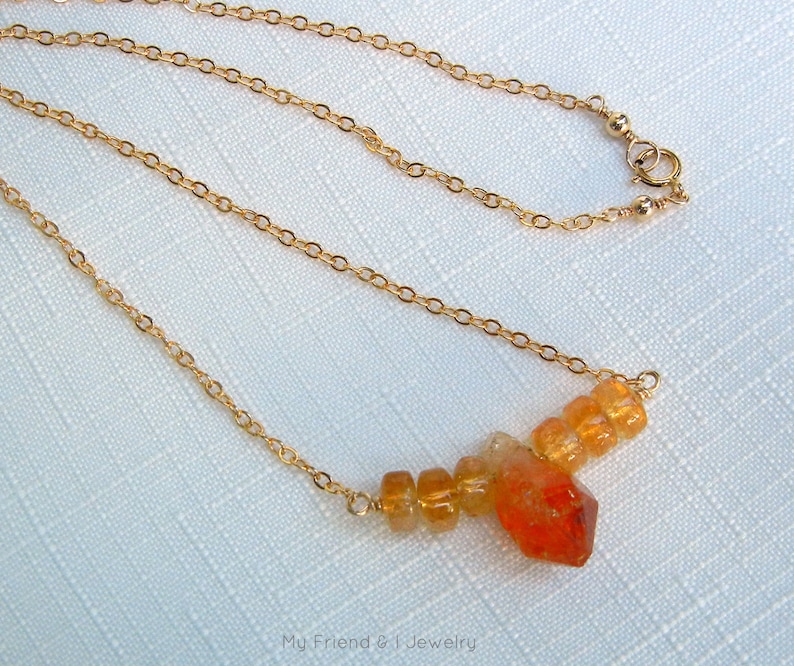 Citrine Bar Necklace November Birthstone Gold Minimalist Jewelry Raw Citrine Necklace DN422