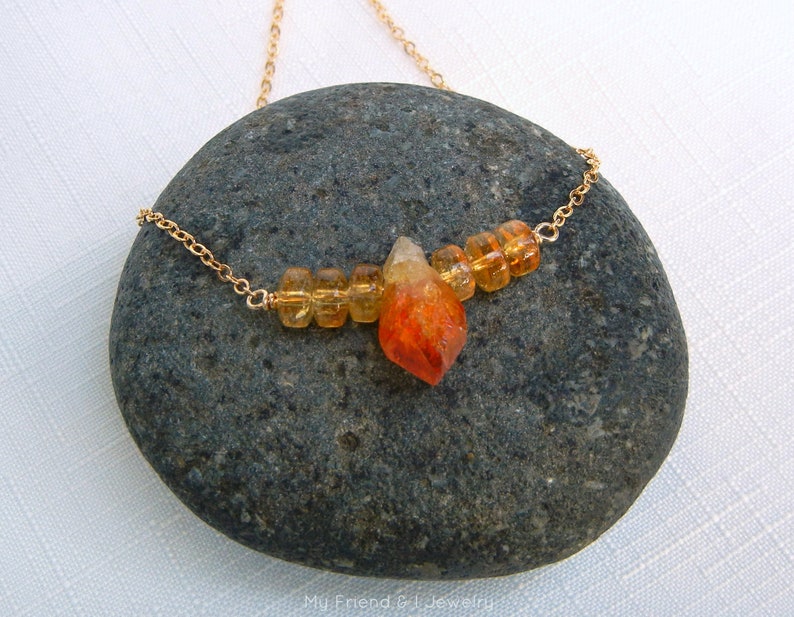 Citrine Bar Necklace November Birthstone Gold Minimalist Jewelry Raw Citrine Necklace DN422