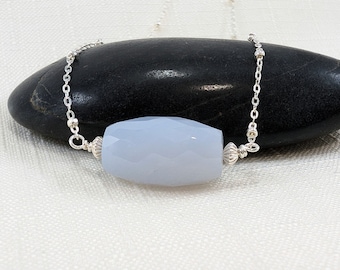 Beryl Blue Lace Agate Crystal Necklace Blue Lace Agate Necklace