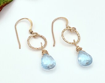 Blue Topaz and Gold Earrings, LE377