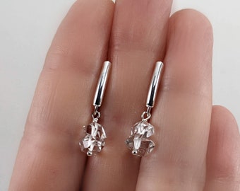 Herkimer Diamond Earrings, Silver Diamond Look Earrings, Herkimer Diamond Drop Studs, Bridal Jewelry, Bridal Earrings DE775