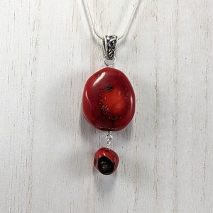 Red Coral Chunk Pendant, Red Necklace, Statement Necklace, Layering Necklace, Red Pendant, Red Jewelry, Statement Pendant DN258