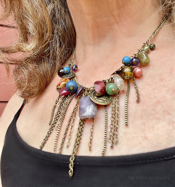 Brass statement shop necklace