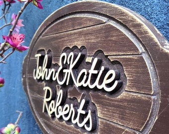 Family Name Plaque with Raised Laser Cut Letters, Couples Sign, Anniversary Gift, Customizable Sign, Weeding Gift, Laser House Name Sign