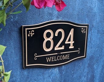 14"x 9.5" House Number Engraved Plaque, Housewarming Gift, Open House, Welcome, Address Sign, Address Number Sign, Outdoor Sign, Carved Sign