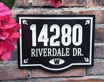 11"x 8" House Number Engraved Plaque, Family Name Sign, Housewarming Gift, Personalized Sign, Address Sign, Add your Initial, Outdoor Sign