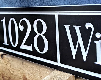 Horizontal Modern House Number and Last Name Sign, PVC Weather Resistant