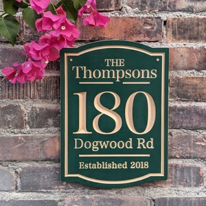 10.5"x 14" Vertical House Number Engraved Plaque, Custom Carved Sign, Personalized Address Plaque, Home Address and Family Name Plaque