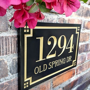 14&quot; x 9&quot; Arts & Crafts Home Address Engraved Plaque, Housewarming Gift, Realtor Gift, Address Sign, House Number, Carved wood sign
