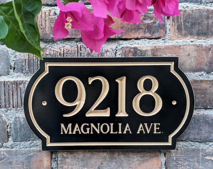 14"x 8" House Number, Engraved Plaque, Housewarming Gift, Open House, Realtor Gift, Address Sign, Carved Wood Sign