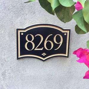 10&quot; x 7&quot; Sharp House Number Engraved Plaque, Housewarming Gift, Realtor Gift, Address Sign, House Number, Number Plaque, carved wood sign