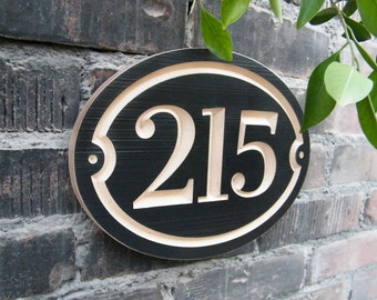 10&quot;x7&quot; Oval House Number Engraved Plaque (numbers only) Housewarming Gift, Realtor, Address Sign, House Number Plaque, carved wood sign