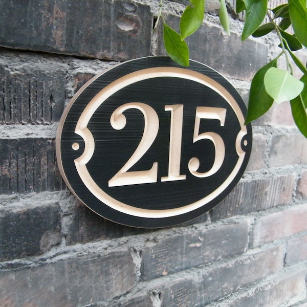 10"x7" Oval House Number Engraved Plaque (numbers only) Housewarming Gift, Realtor, Address Sign, House Number Plaque, carved wood sign