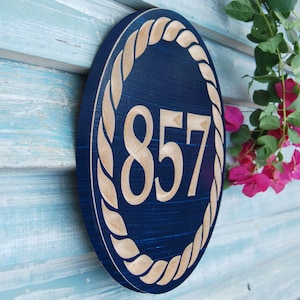 10" Nautical House Number Engraved Plaque, Housewarming Gift, Realtor Gift, Address Sign, House Number, Number Plaque, carved wood sign