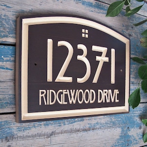 14.5&quot; x 10&quot; Arts & Crafts Home Address Engraved Plaque, Housewarming Gift, Realtor Gift, Address Sign, House Number, Carved wood sign