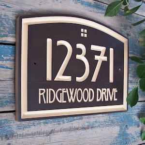 14.5" x 10" Arts & Crafts Home Address Engraved Plaque, Housewarming Gift, Realtor Gift, Address Sign, House Number, Carved wood sign