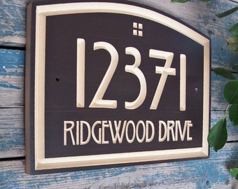 14.5" x 10" Arts & Crafts Home Address Engraved Plaque, Housewarming Gift, Realtor Gift, Address Sign, House Number, Carved wood sign