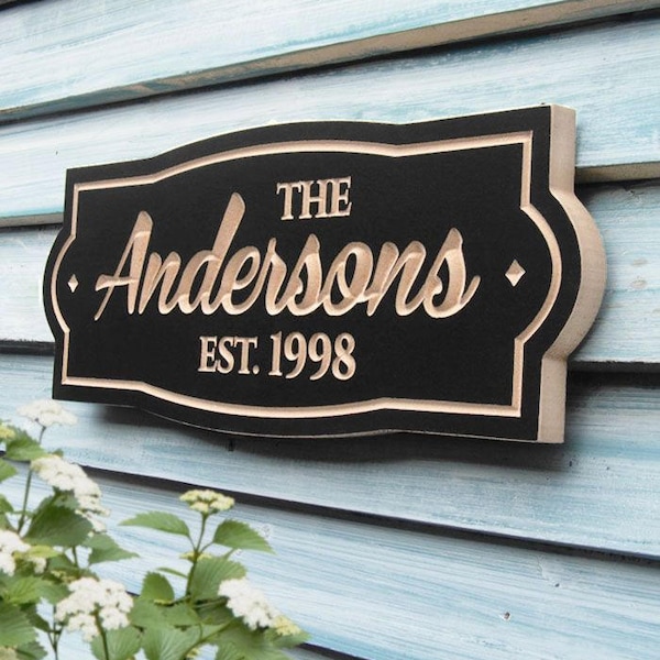 15"x6" Family Name Plaque, Housewarming Gift, Anniversary Gift, Wedding Gift,  Housewarming Gift, Carved wood sign, street sign, custom