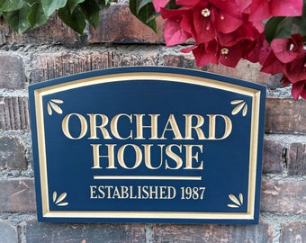 Add Text to Personalise WOOD or METAL HOUSE SIGN Room Door Floral Blue Plaque