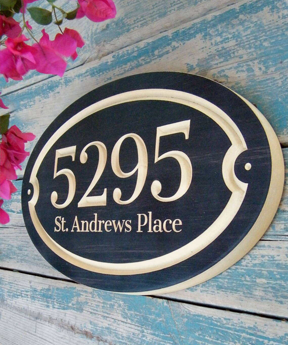 15x9 Oval House Number Engraved Plaque Etsy