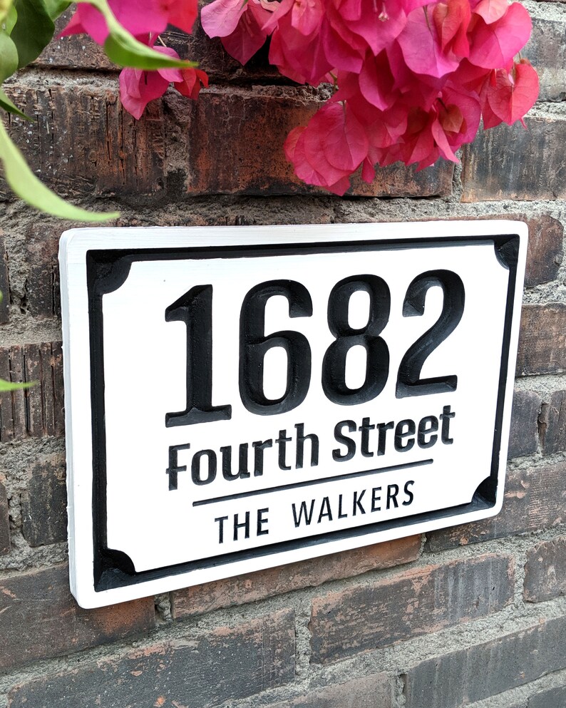 House Number and Family Name Engraved Plaque Housewarming Etsy