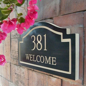15&quot;x8&quot; Welcome Home Number Plaque, Carved Number, Engraved Plaque, Housewarming Gift, Address Sign, House Numbers, Wood Numbers