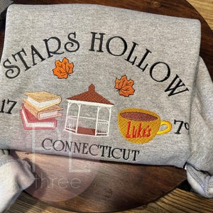 Embroidered Fall Sweatshirt, Stars Hollow Sweatshirt